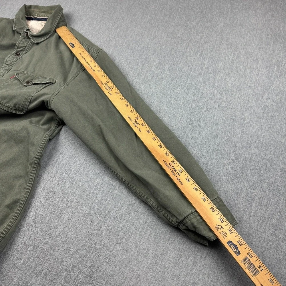Levis Shirt Jacket Mens XL Green Sherpa Lined Canvas Shacket‎ Button Up Coat